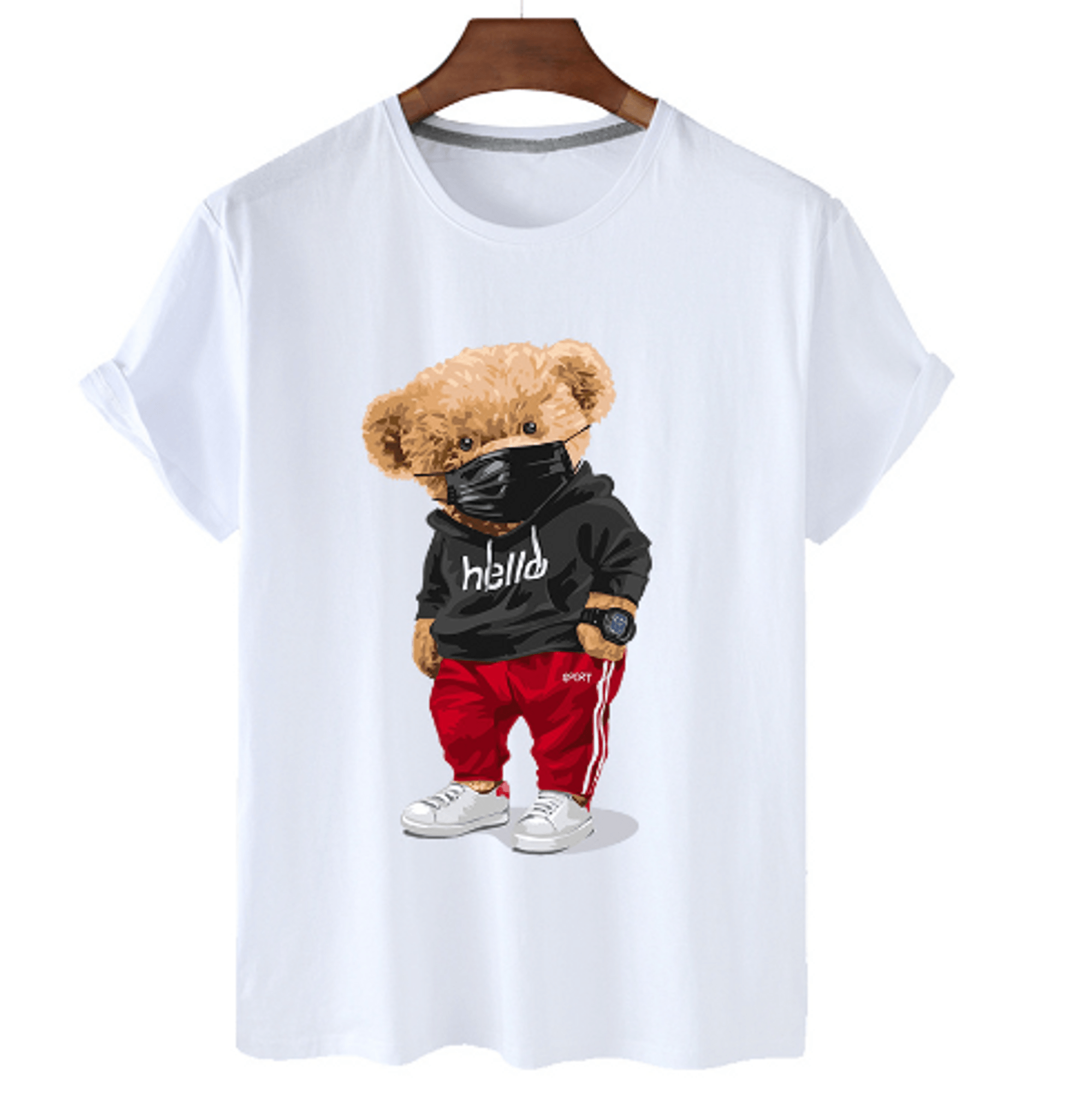 Bear Print Men's Cotton T Shirt - ENVYWEAR