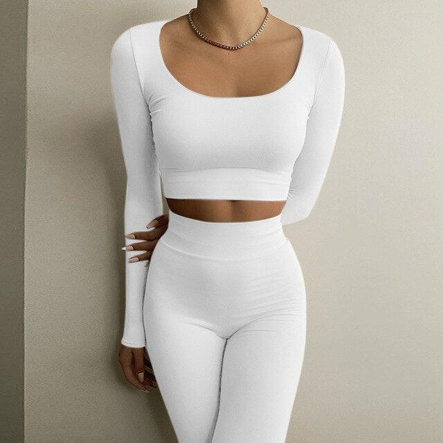 Gym Crop Tank Top Leggings Set - ENVYWEAR