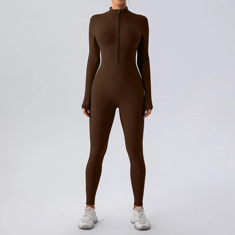 High Elastic Zipper Jumpsuit
