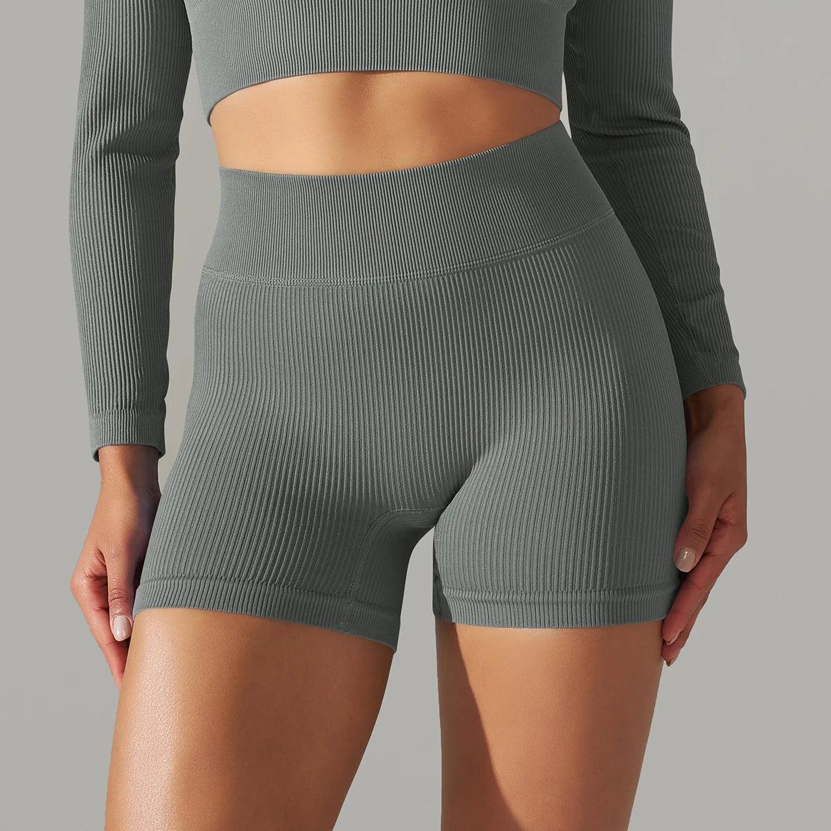 Seamless High Waist Yoga Gym Shorts - ENVYWEAR