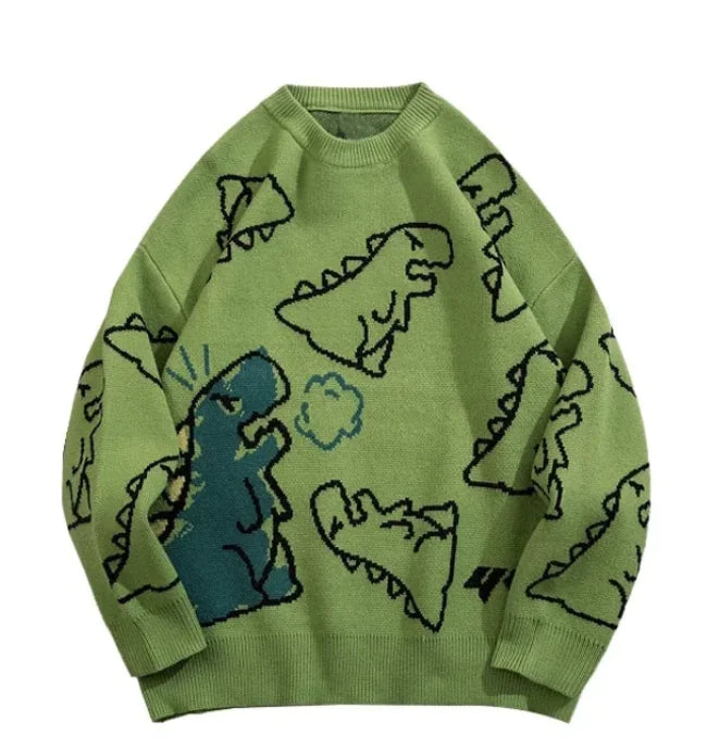 Pull tricoté à motif dinosaure