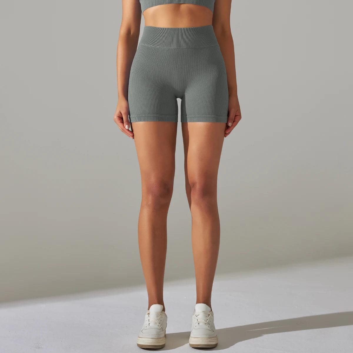 Seamless High Waist Yoga Gym Shorts - ENVYWEAR
