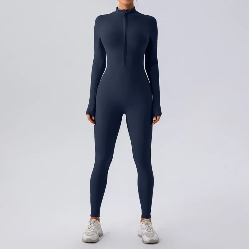 High Elastic Zipper Jumpsuit