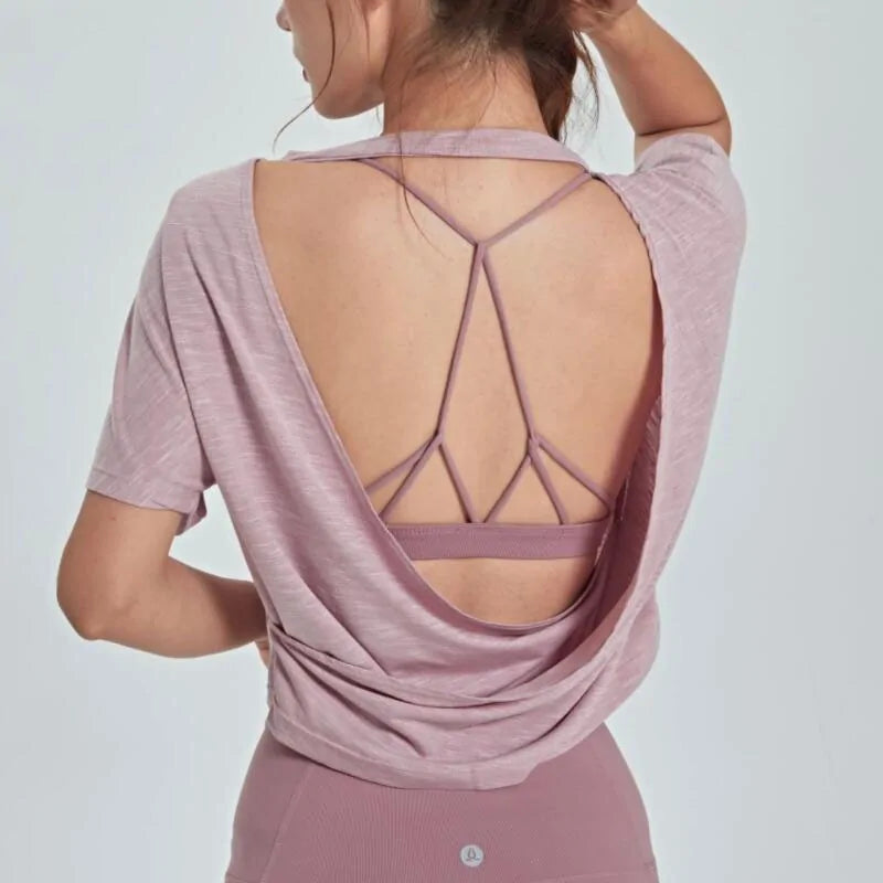 Open Back Sports Blouse: Breathable Gym Tank - ENVYWEAR