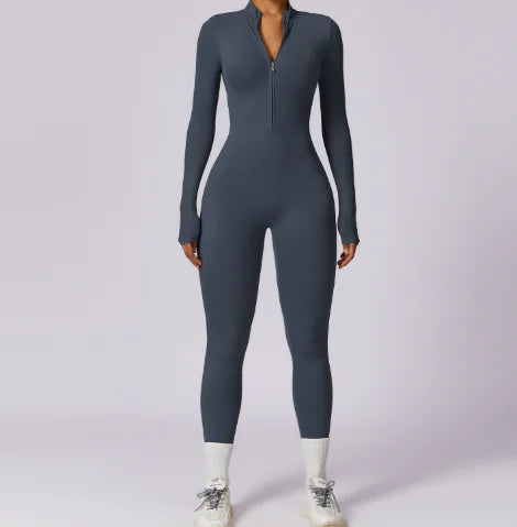 High Elastic Zipper Jumpsuit