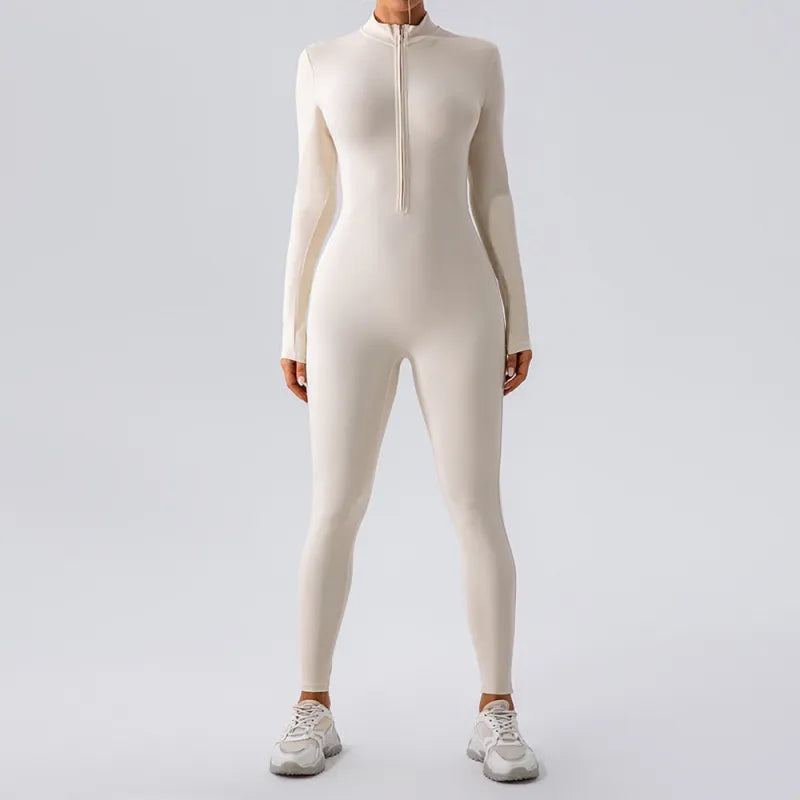 High Elastic Zipper Jumpsuit