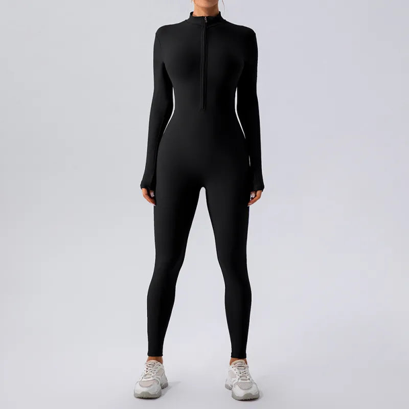 High Elastic Zipper Jumpsuit