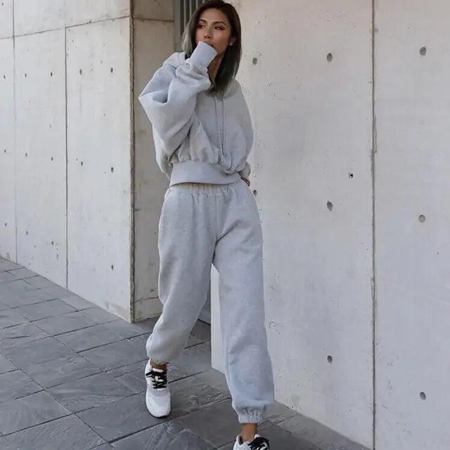 Women Warm Hoodie and Pants Set - ENVYWEAR
