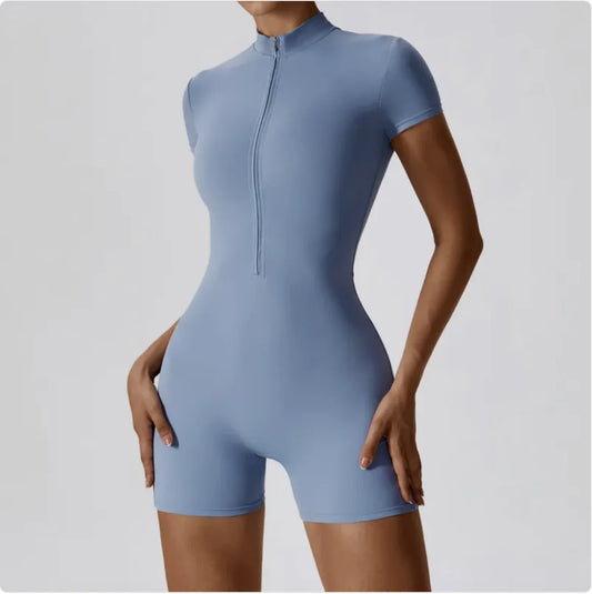 Chic Zippered Yoga Playsuit