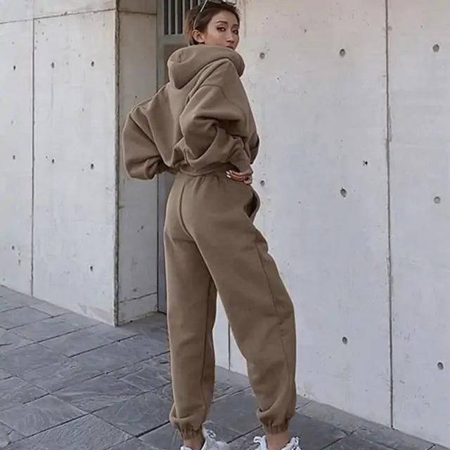 Women Warm Hoodie and Pants Set - ENVYWEAR