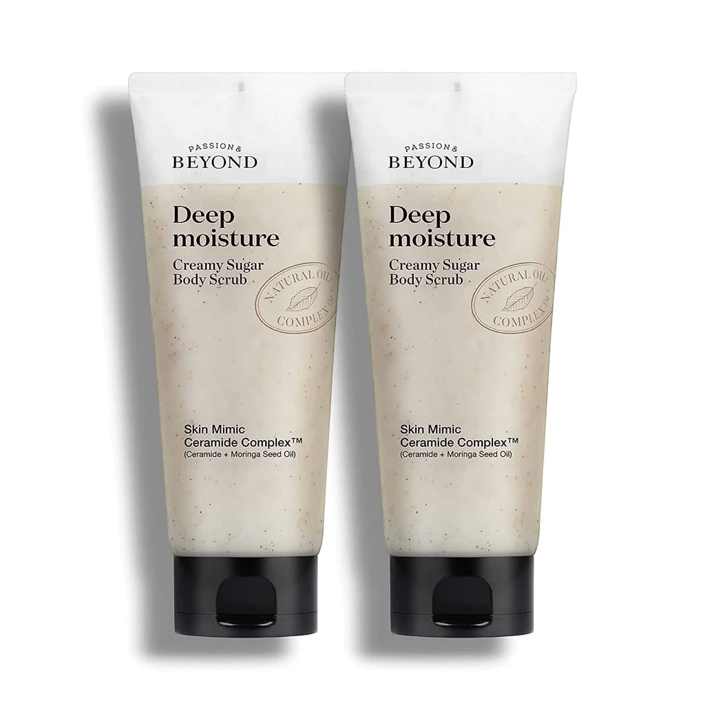 BEYOND Deep Moisture Creamy Sugar Scrub Duo – Ceramide & Moringa Oil (260g / 9.17 fl oz × 2)