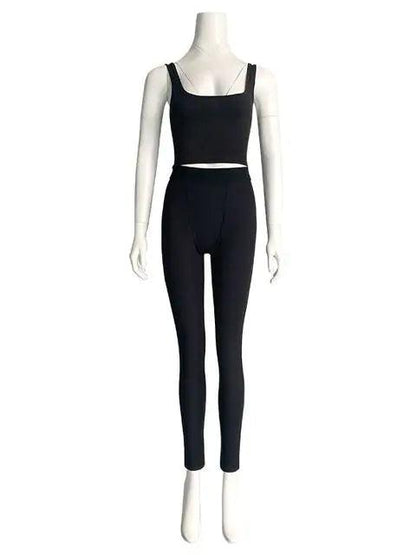 Ensemble de couleur unie noir hautement extensible