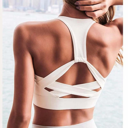 Soutien-gorge de sport à bretelles blanches, sous-vêtements de gilet athlétique