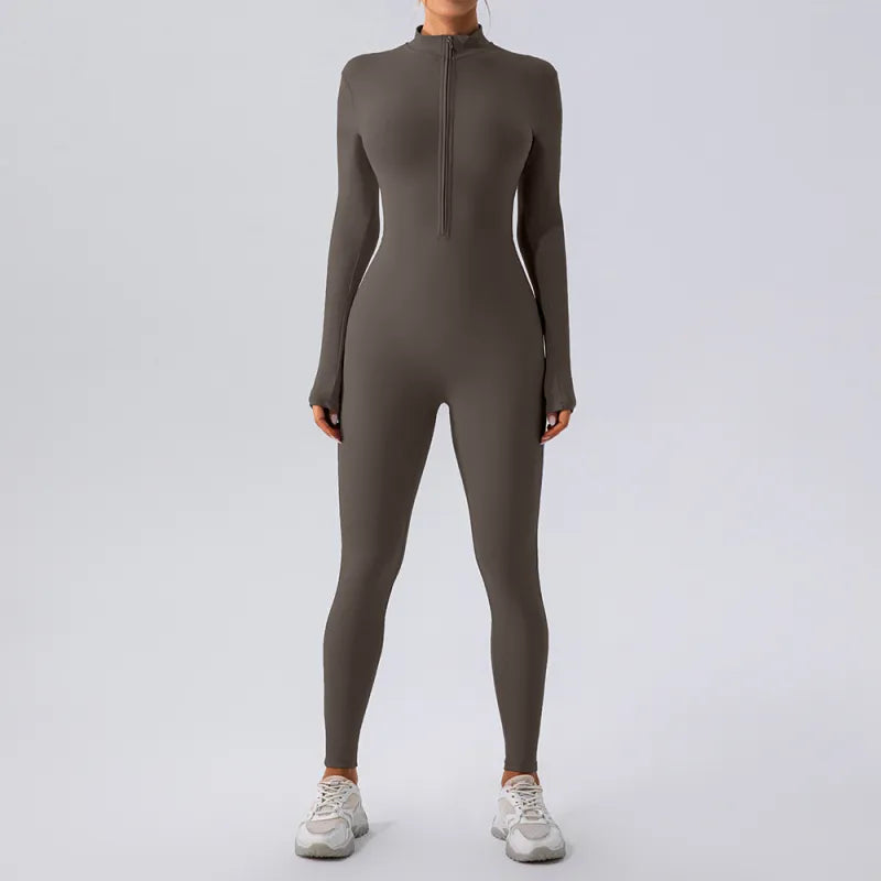 High Elastic Zipper Jumpsuit