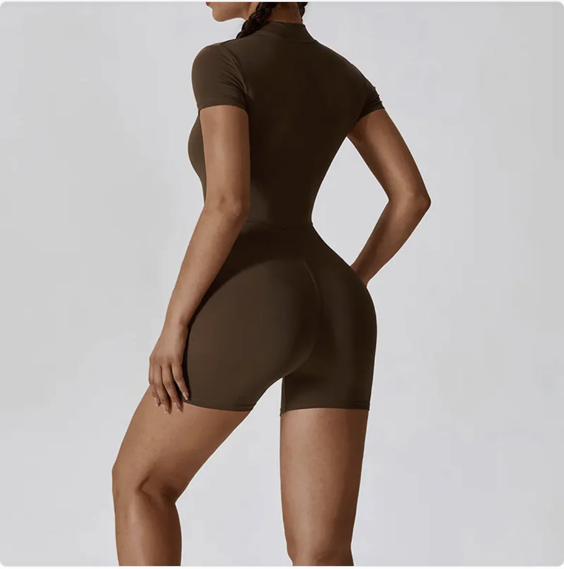 Chic Zippered Yoga Playsuit