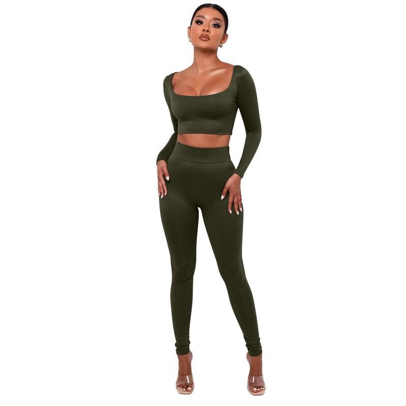 Gym Crop Tank Top Leggings Set - ENVYWEAR