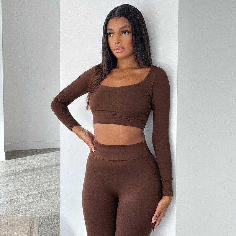 Gym Crop Tank Top Leggings Set - ENVYWEAR