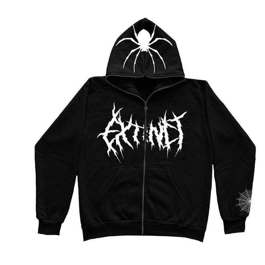 Unisex Black Zip Hoodies Spider Web